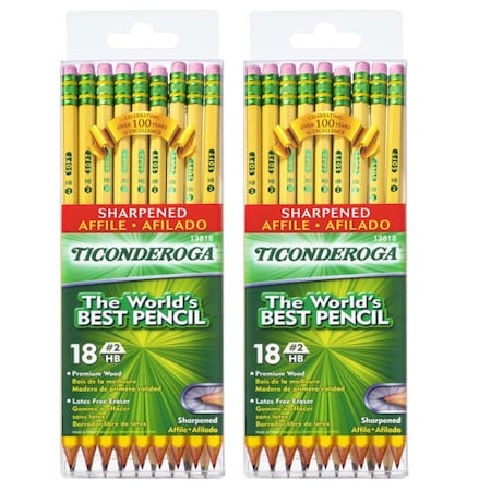 Ticonderoga Pencils, No 2 Soft, Yellow, Presharpened, 36PK X13818